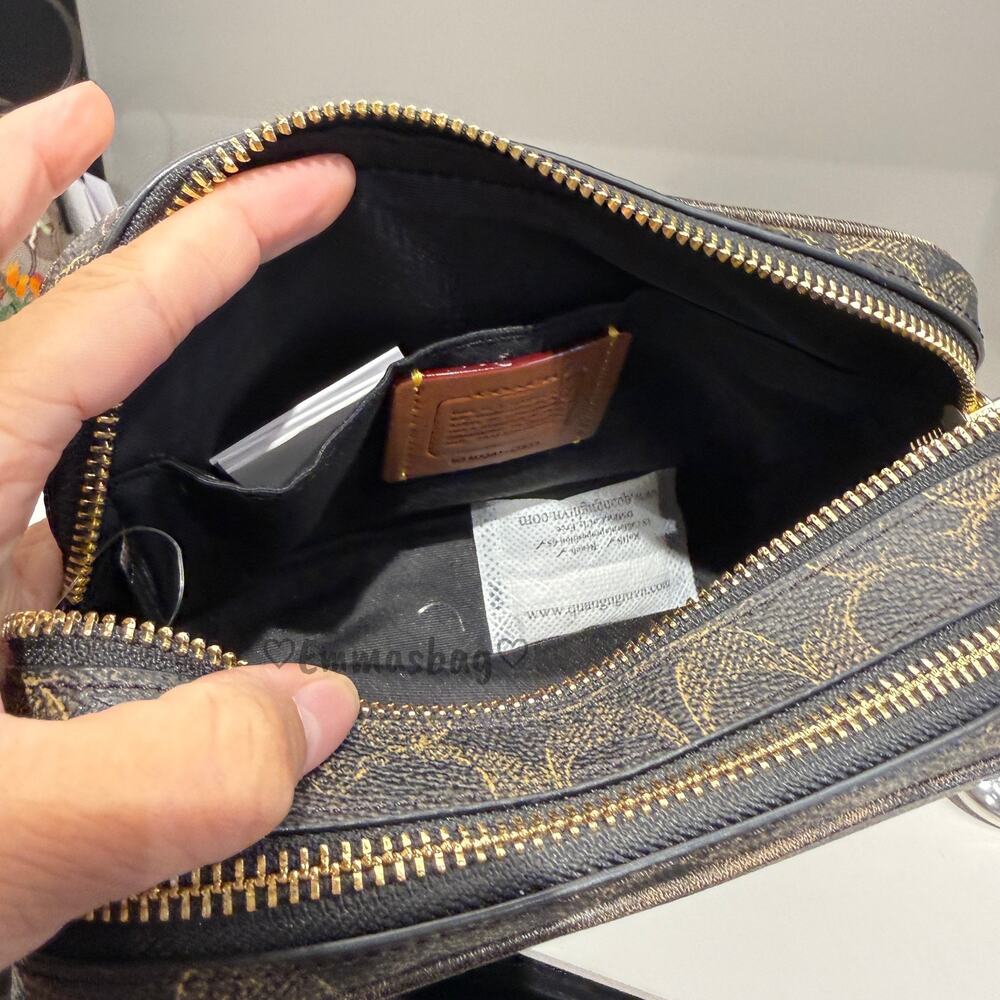 Coach Mini Carey Crossbody Bag In Loved Signature Canvas CEK73 Gold/Brown - Picture 5 of 7